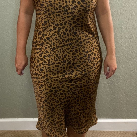 NWOT - Leopard Silk Slip Dress - Picture 3 of 4